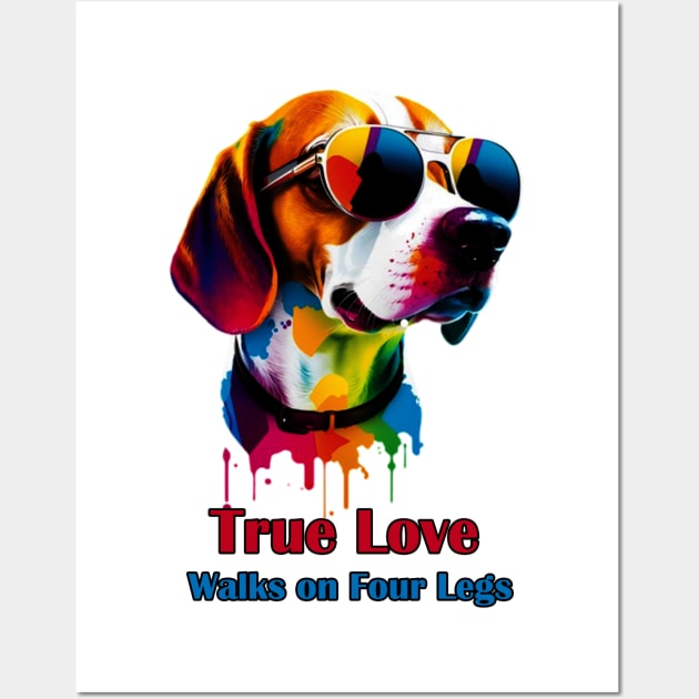 True Love walks on four Legs Dog Retro Wall Art by Artsimple247